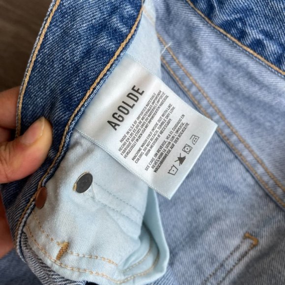 Agolde Light Blue Distressed Straight Leg Jeans - Picture 5 of 14